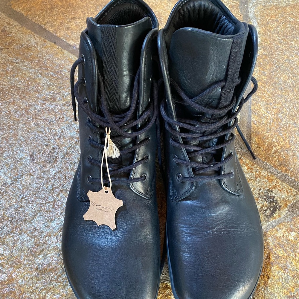 Black Leather Lace-Up Boots